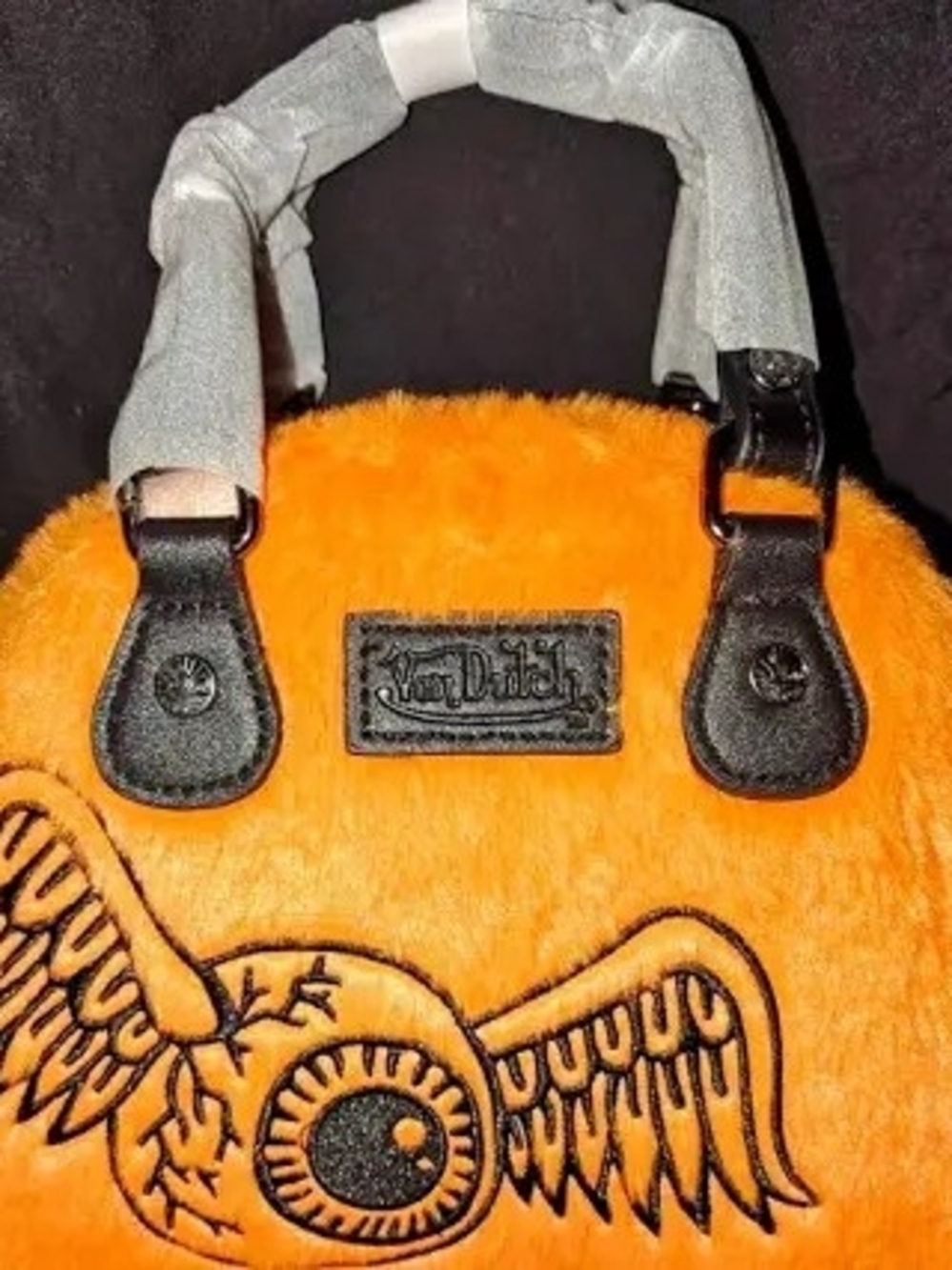 Von Dutch Orange Faux Fur Bowling  Bag with Black Accents - Picture 4 of 4